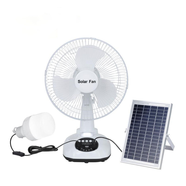 Outdoor 12 Inch Rechargeable Portable Standing High Air-flow Solar Fan with Solar Panel