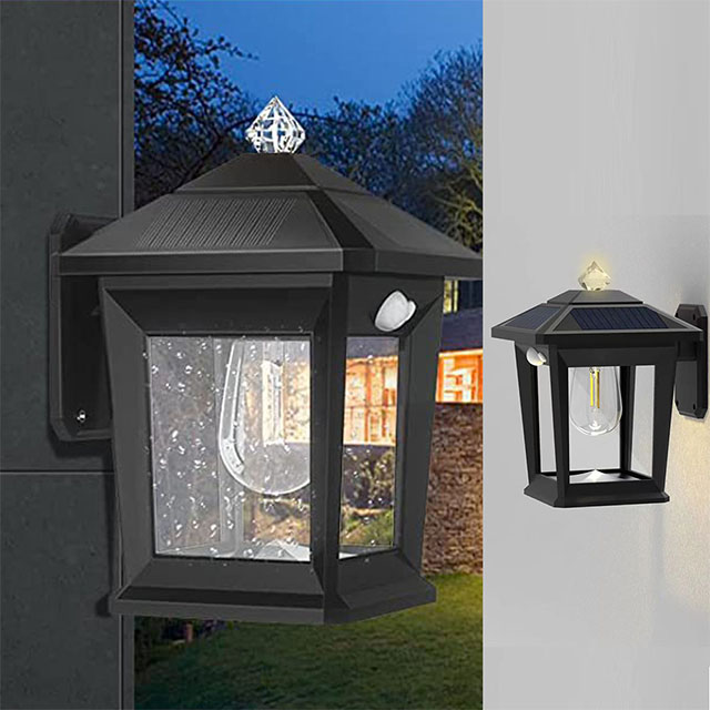 ABS Wireless Motion Sensor IP65 Waterproof Outdoor Led Lamp Solar Wall Lantern Lights For Front Porch Patio