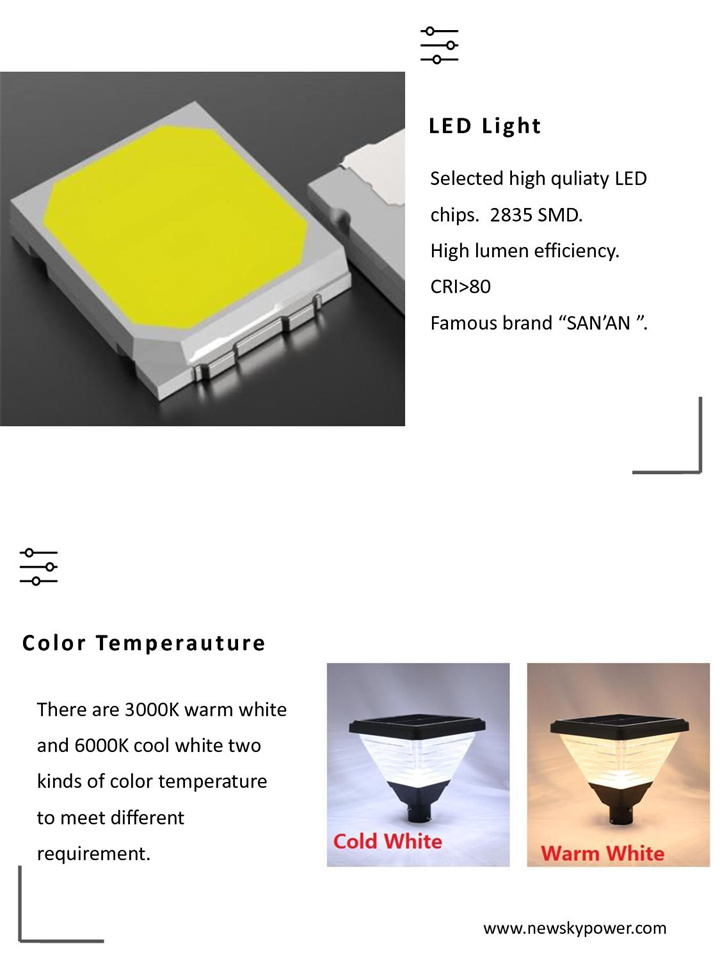 SPEC of solar courtyard light SCL-001plus-006