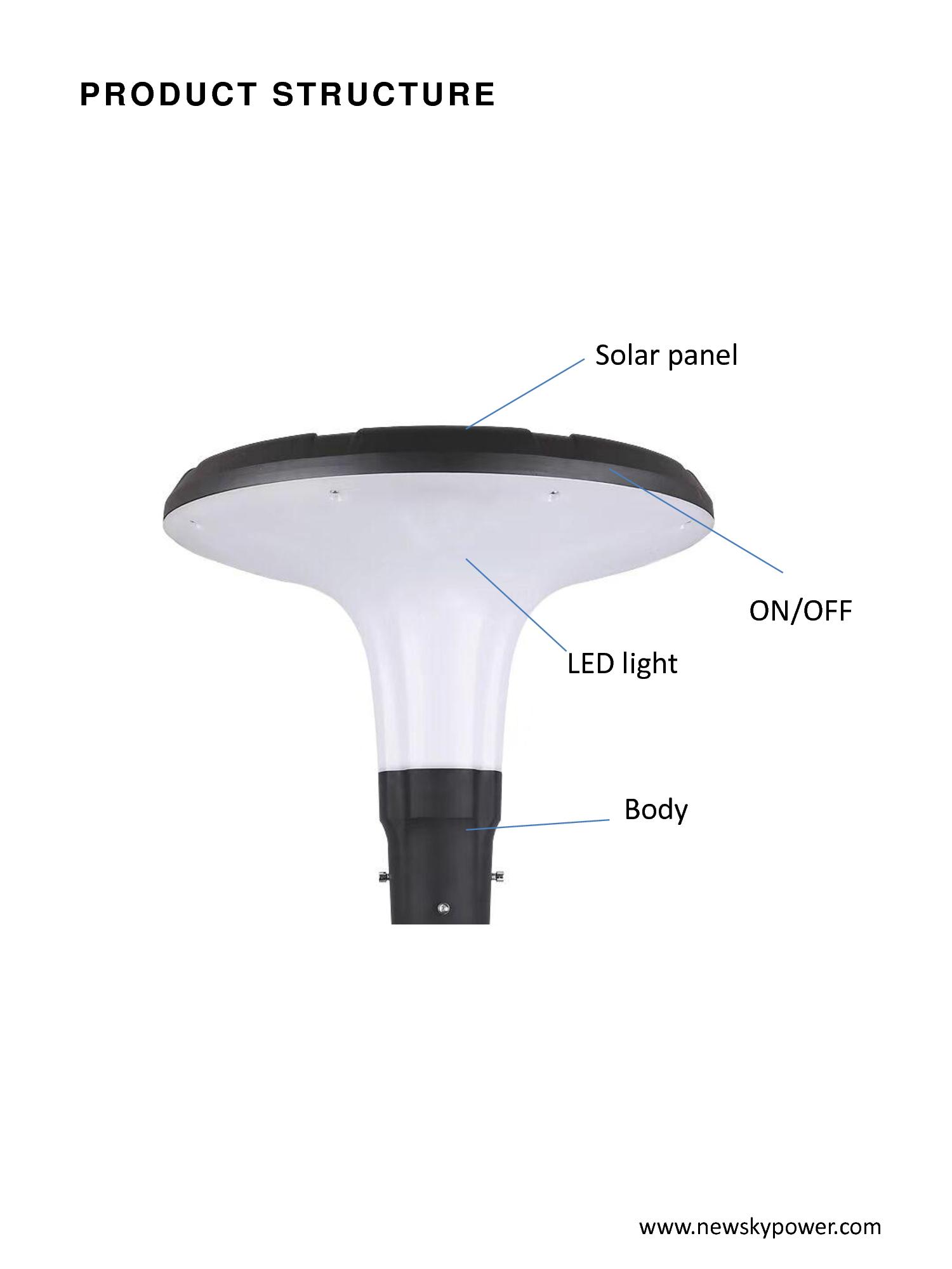 SPEC of solar courtyard light SCL-002-003