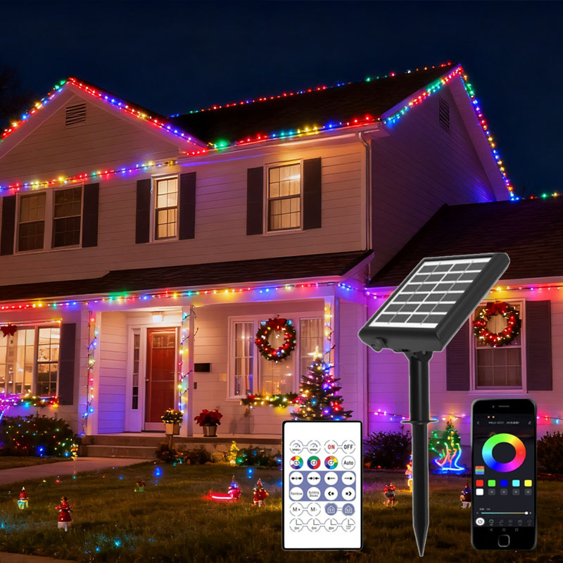 Outdoor Waterproof Multi Color Changing Rgb Solar Led String Lights with App Control