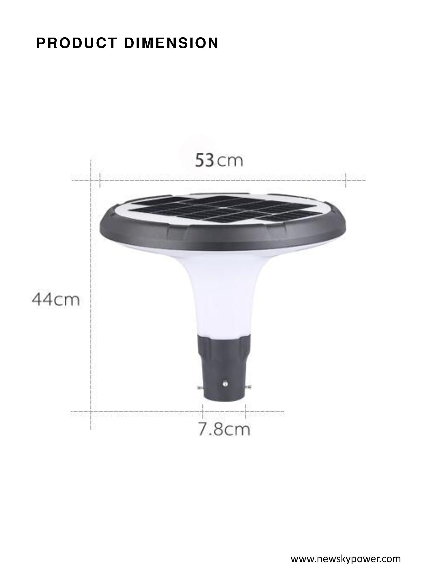 SPEC of solar courtyard light SCL-002-004