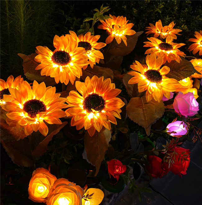 Waterproof Led Solar Sunflower Light for Lawn Pathway