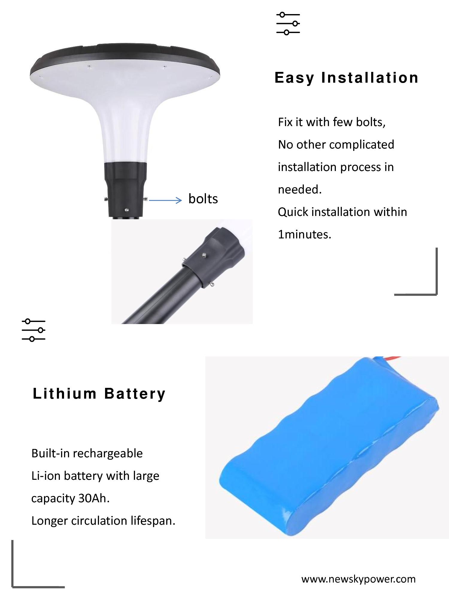 SPEC of solar courtyard light SCL-002-007