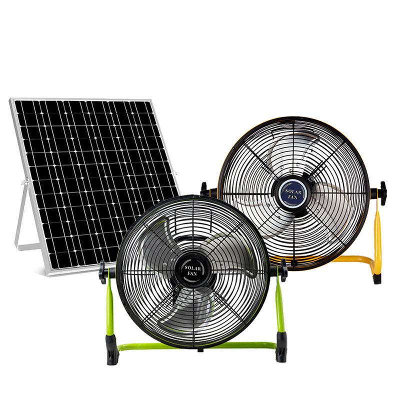 Portable Solar Powered 12 Inch Fans Rechargeable Outdoor Floor Solar Fan