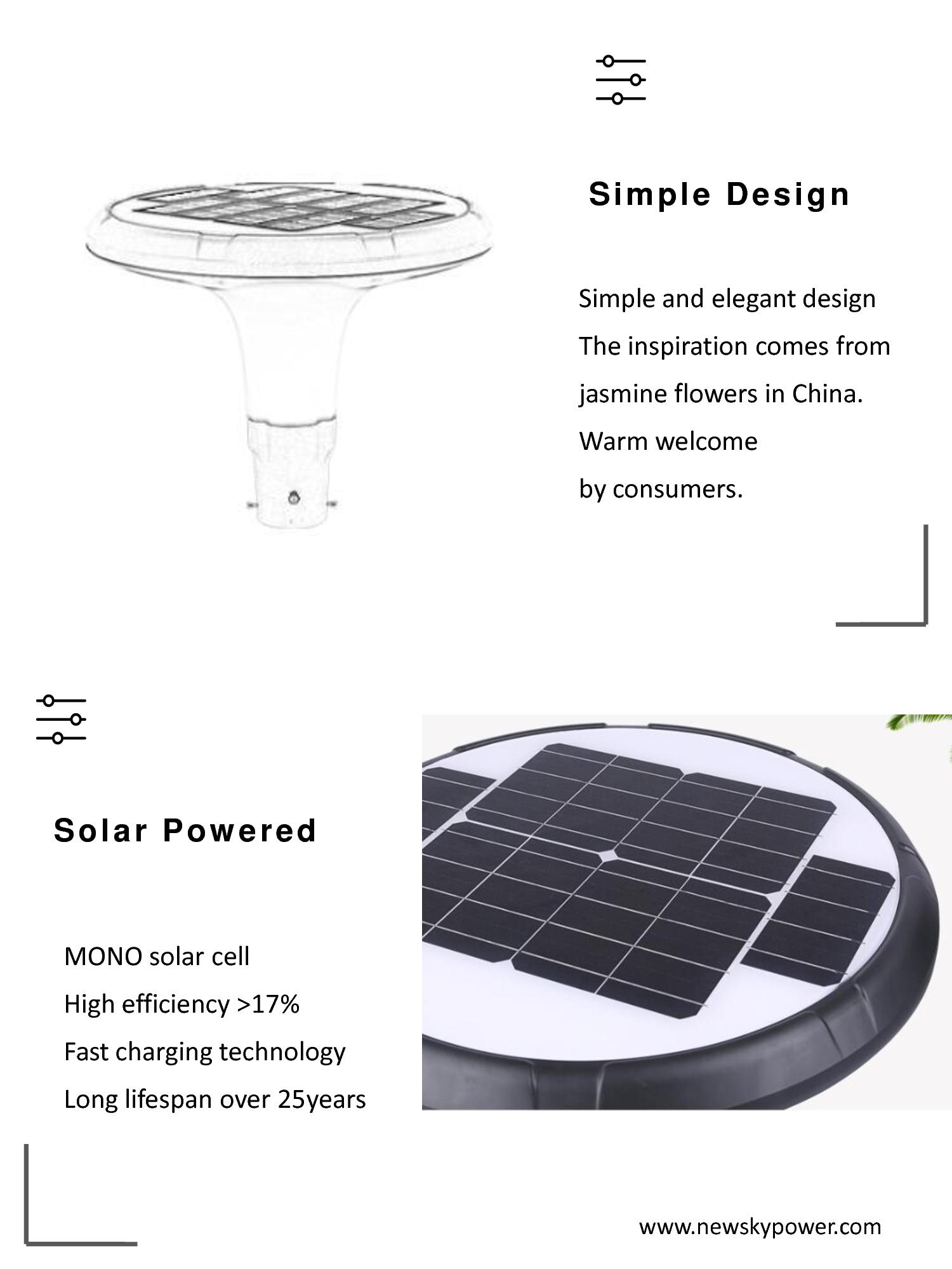 SPEC of solar courtyard light SCL-002-005