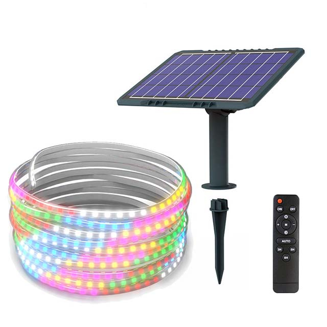 MJ-SM50C Best Color Changing RGB Outdoor Waterproof Solar Tape Lights for Garden Pathway Camping 5M