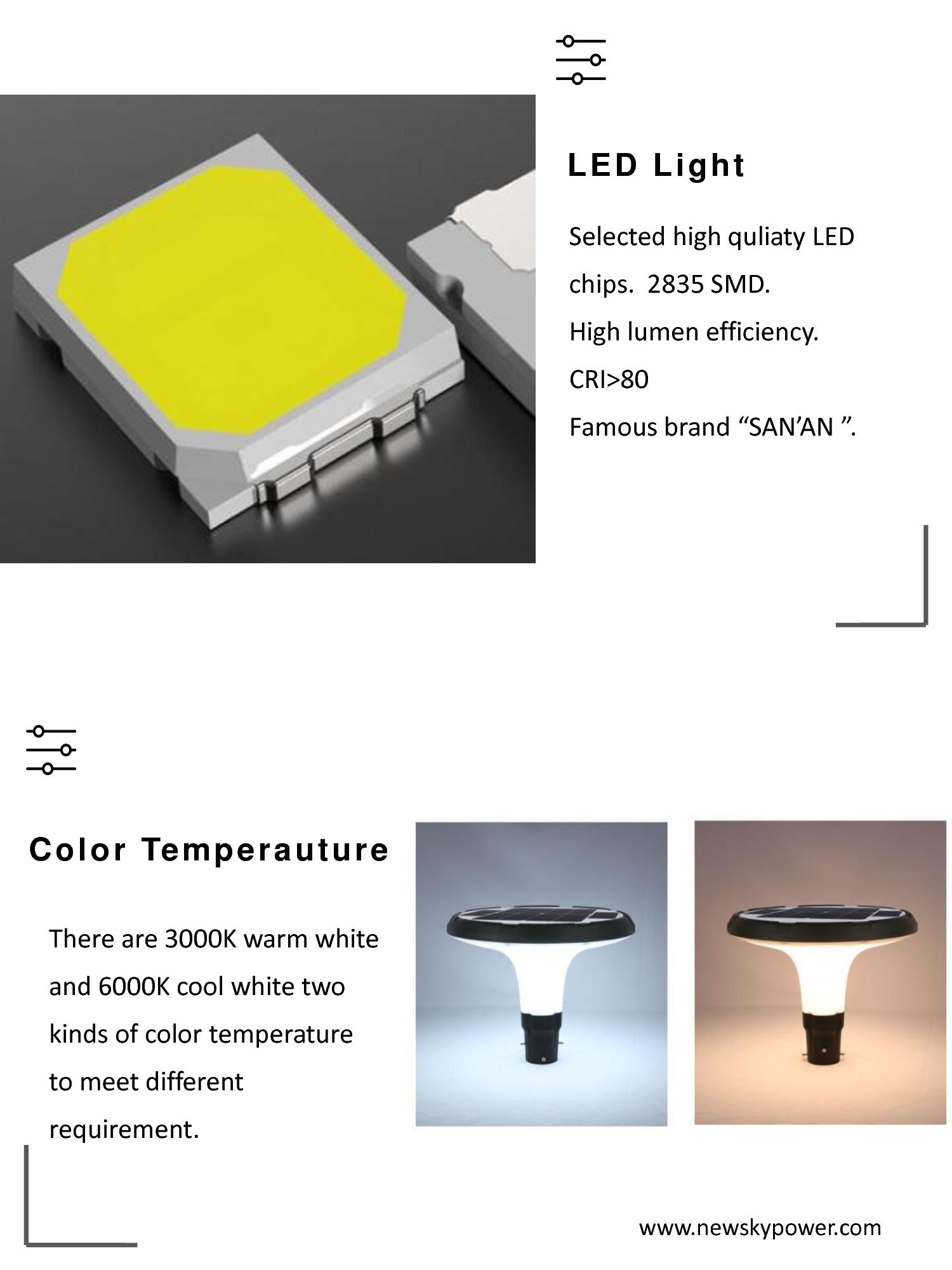 SPEC of solar courtyard light SCL-002-006