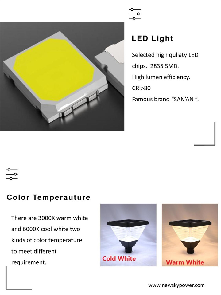 SPEC of solar courtyard light SCL-001-006